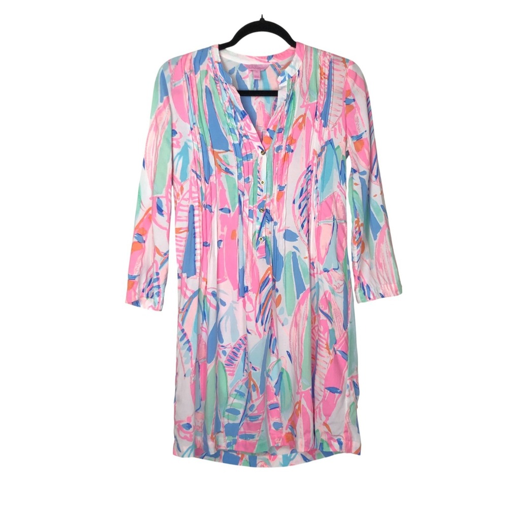 Lilly Pulitzer Womens Sarasota Tunic Shirt Dress Size XS Pastel‎ Coquette Beach